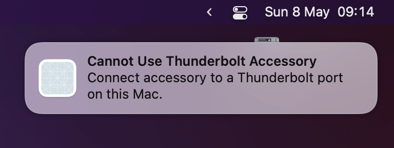 Thunderbolt 3 disk error