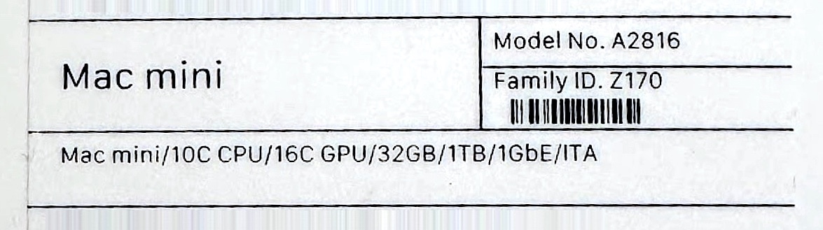 Mac Mini specs