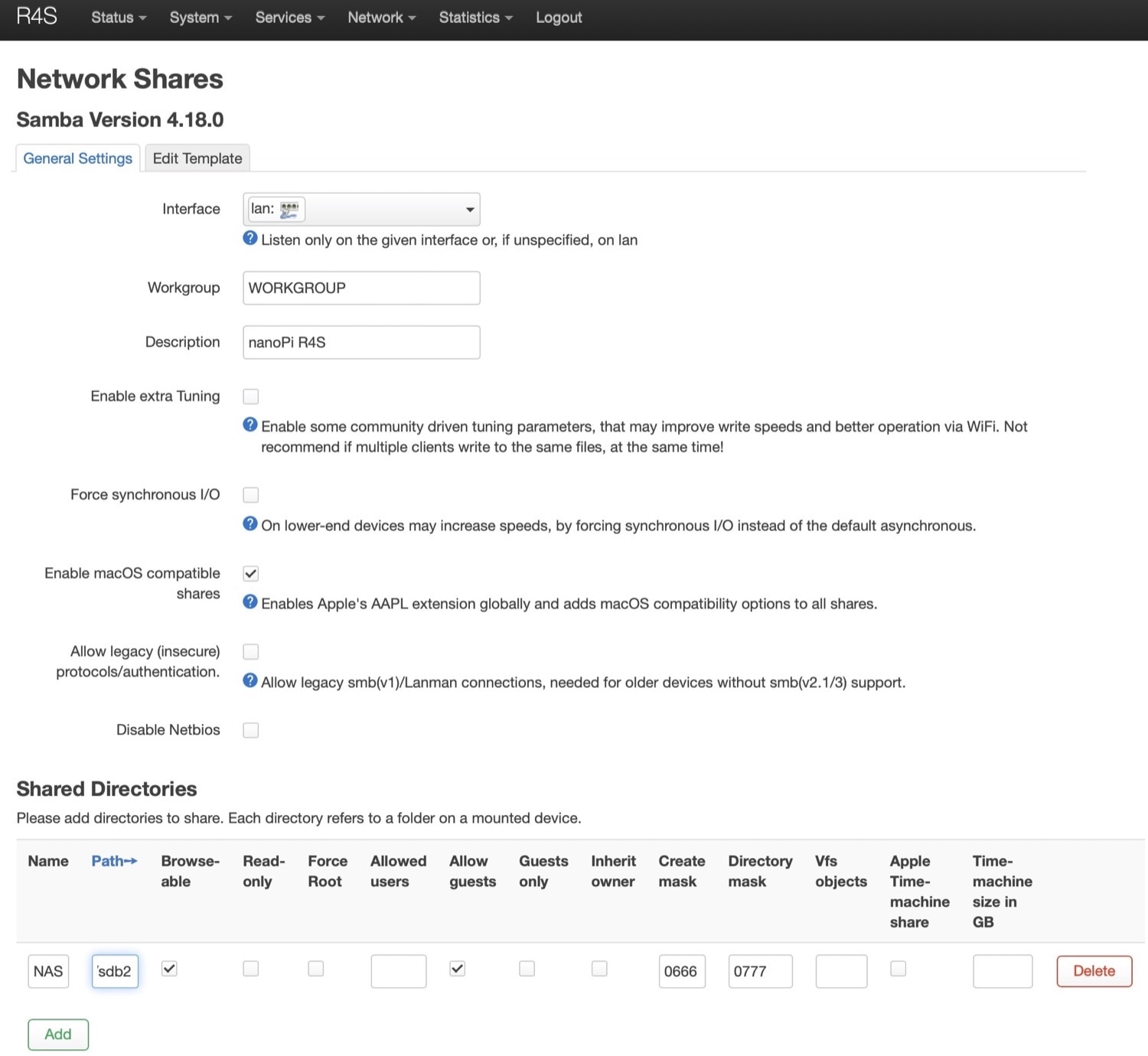 OpenWrt NAS config