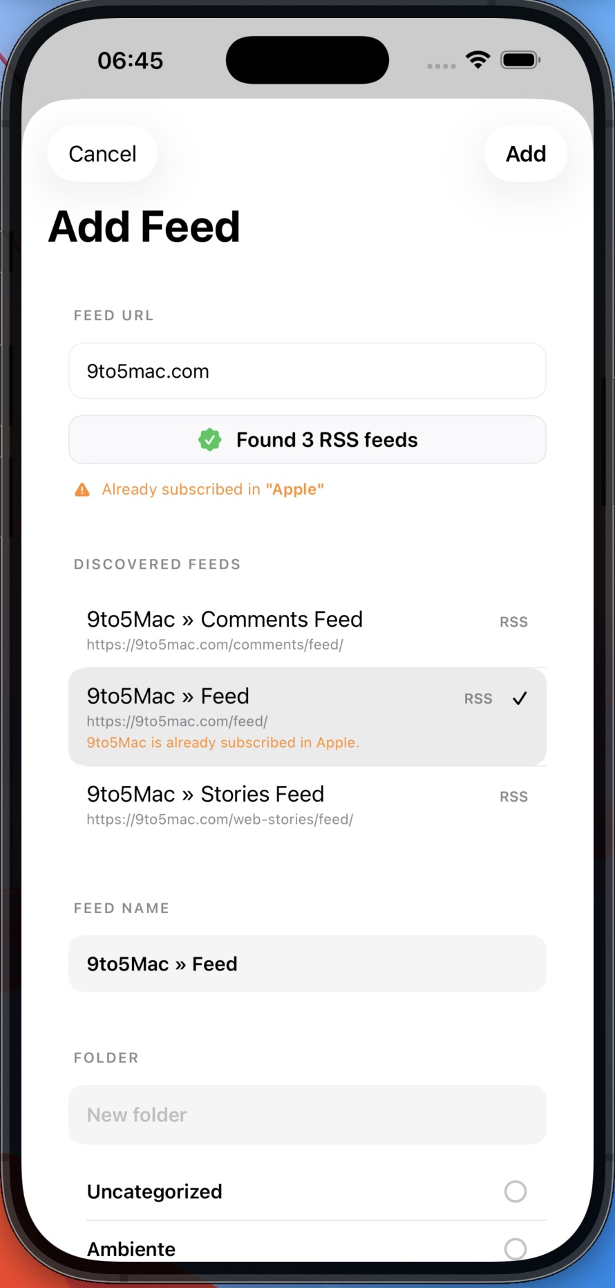 Add a feed