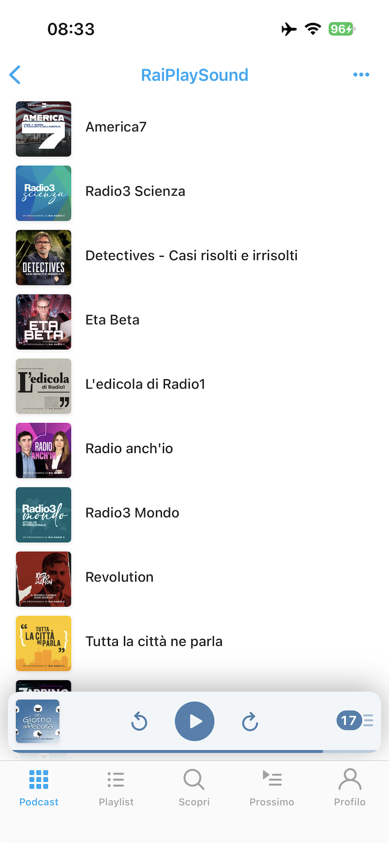 Screenshot raiplayfeed Pocket Casts