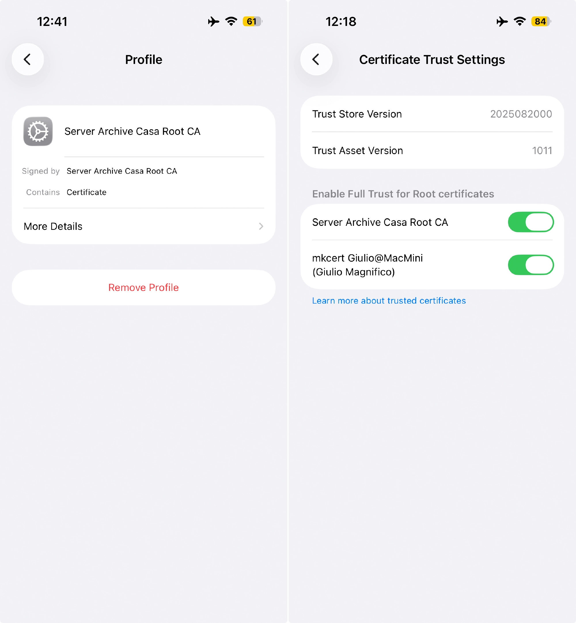 iOS certificates