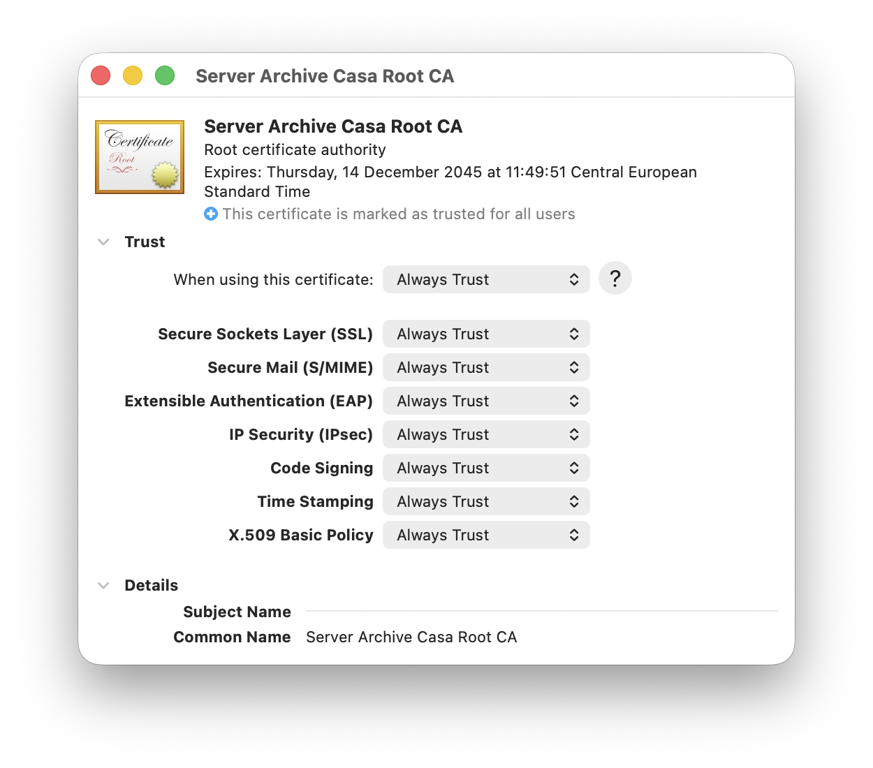 macOS certificates